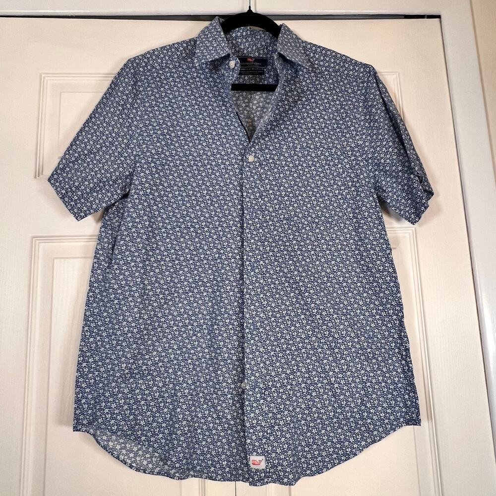 NWOT Vineyard Vine Murray Shirt Mens Small Blue White Flowers Button Down